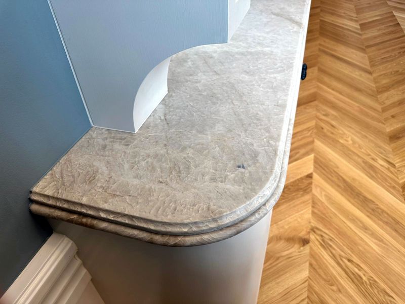 Natural stone worktop with profiled edge